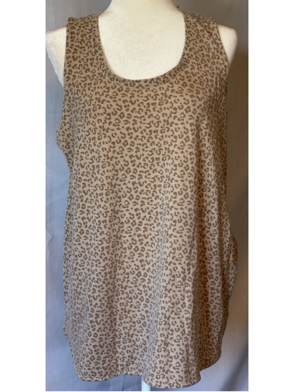 New Directions Studio Womens XL Tank Top Leopard Animal Print Sleeveless Casual